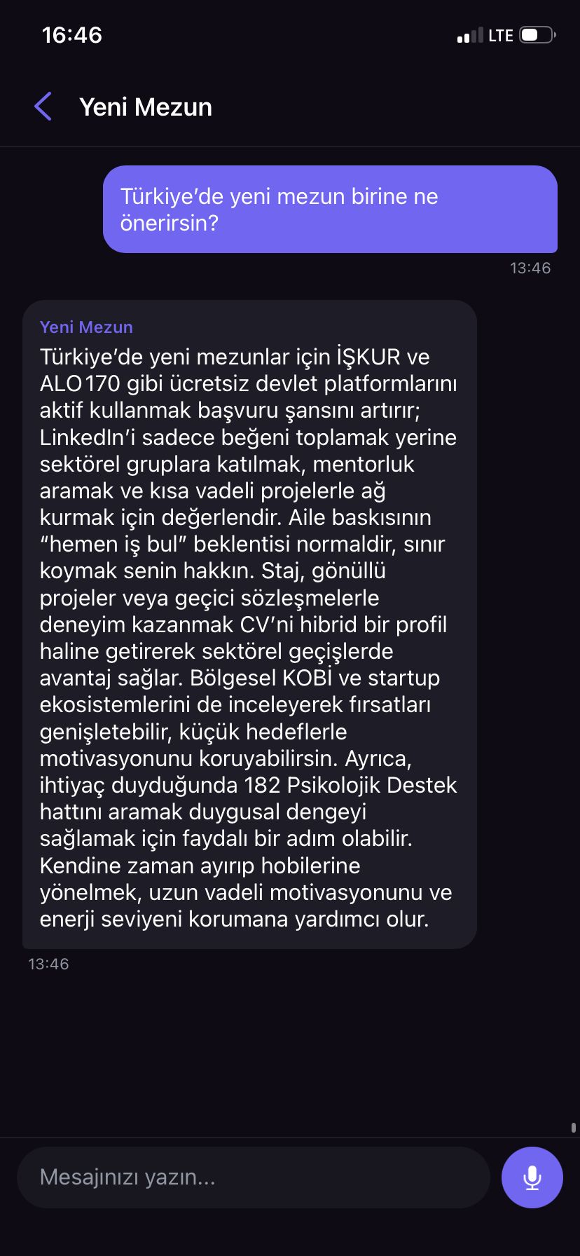 Turkish chat example
