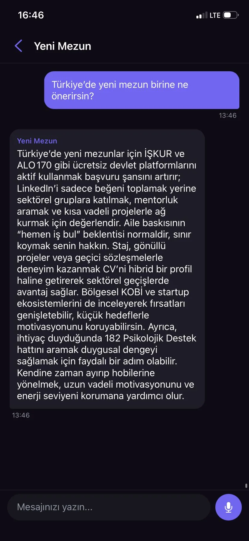 Turkish chat example