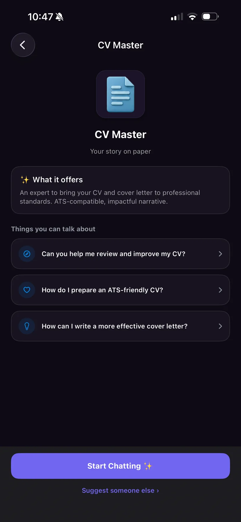 ChatwithX app screen showing image and link sharing